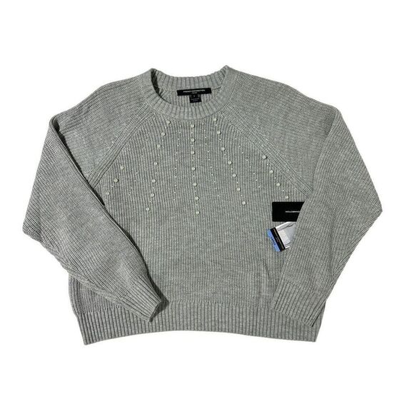 French Connection Women's Embellished Grey Sweater Size L - Picture 7 of 15